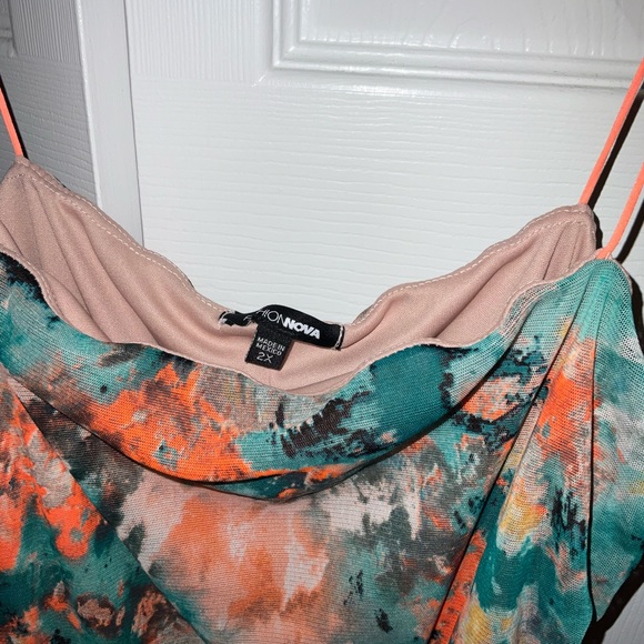 Madisyn Ruched Mini Dress - Green/combo - Picture 2 of 4